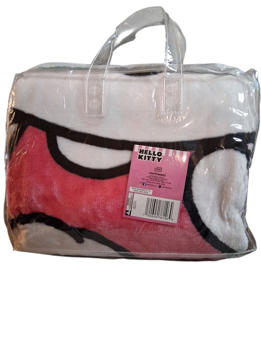 Hello Kitty NWT Plush Raschel Throw Blanket Pink White - Picture 7 of 9